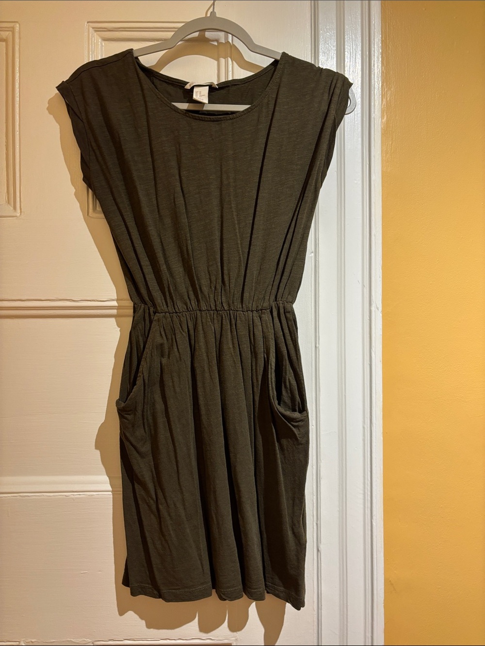 H&M Olive Green Sleeveless Elastic Waist Mini Dress